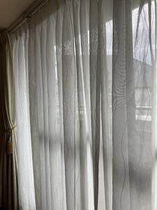 【ミラー・遮熱・UVカット】ウェーブ レースカーテン JD-68009R ベージュ