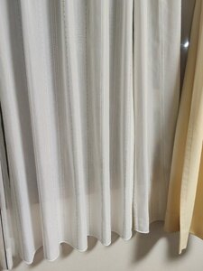 【ミラー・UVカット・遮熱】ストリーク レースカーテン JD-68017 ホワイト